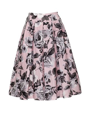 Adorable Pink And Black Floral Skirt