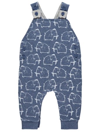 Blue Woolly Mammoth Dungarees and Bodysuit Outfit | Baby | George