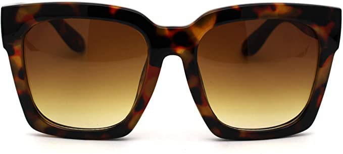 Amazon.com: Womens Boyfriend Style Oversize Horned Rim Thick Plastic Sunglasses (All Tortoise, 54): Clothing