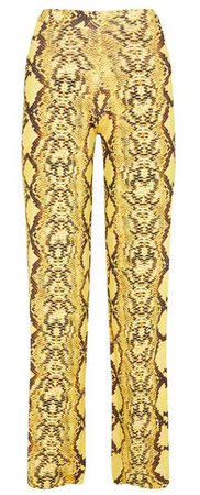 PLT neon yellow snake printed slinky wide leg trouser