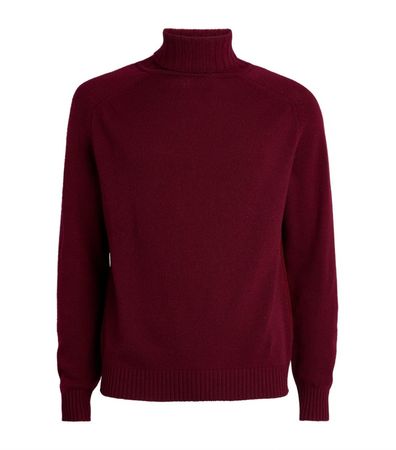 Begg x Co red Cashmere Rollneck Sweater | Harrods UK