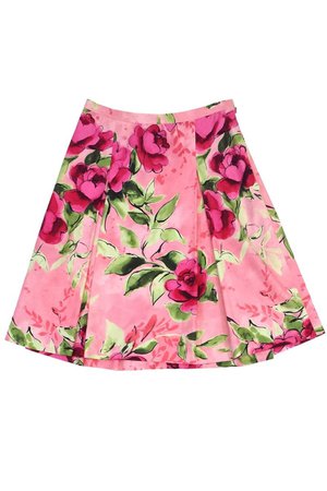 Moschino Cheap & Chic - Pink & Green Floral Print Cotton Skirt Sz 12 | Current Boutique