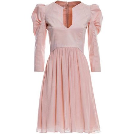 Genny Puff Shoulder Pleated Mini Dress in Pink