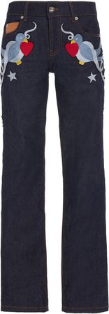 Paco Rabanne Appliquéd Low-Rise Straight-Leg Jeans Size: 34