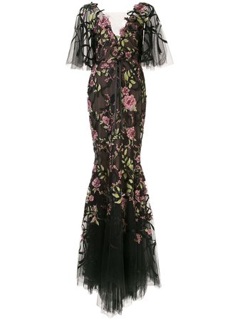 Marchesa, Sheer Floral Gown