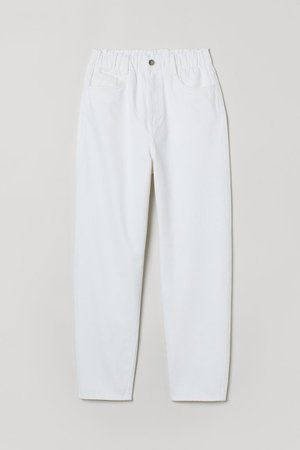 High Waist Twill Pants - White - Ladies | H&M US