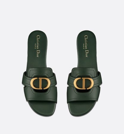30 Montaigne Slide Dark Green Calfskin - Shoes - Women's Fashion | DIOR