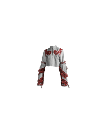 ManMadeSkins | Charcoal Grey Snakeskin, Scarlet Red Ruffle Jacket with Oversized-sleeves (Dei5 edit)
