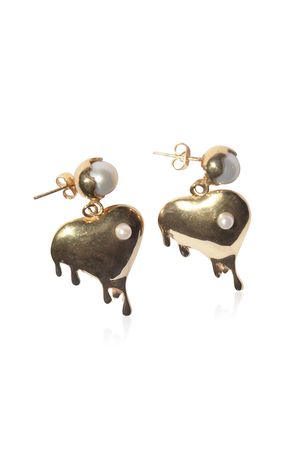 Heart Melt 14k Gold-Plated Earrings By Mudd Pearl | Moda Operandi