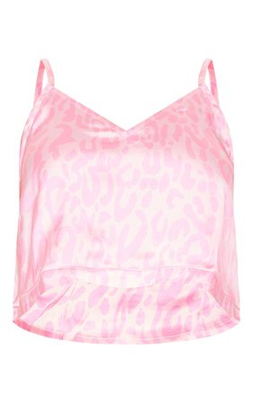 Bright Pink Leopard Print Satin Cami Short Pj Set | PrettyLittleThing