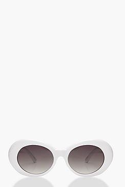 Yasmin White Round Oval Sunglasses