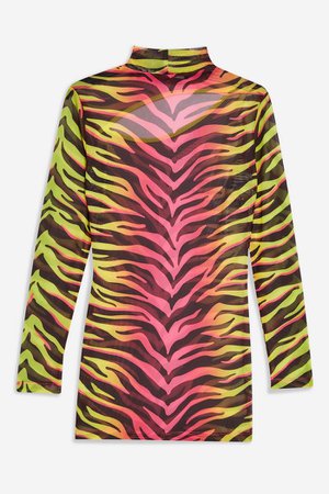 **Neon Zebra Mesh Mini Dress by Jaded London | Topshop