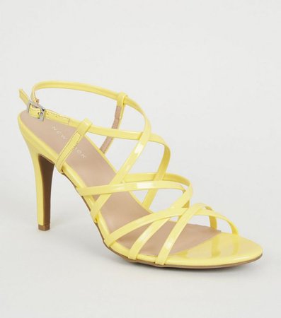 Yellow Patent Strappy Stiletto Heels | New Look