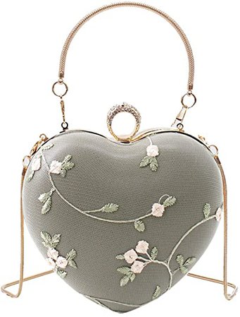Van Caro Vintage Heart Shape Evening Bag Clutch Handbag Crossbody Shoulder Purse, Matcha Green: Handbags: Amazon.com