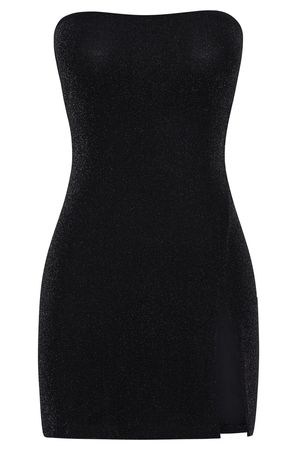 Aurelie Strapless Split Mini Dress - Black - MESHKI