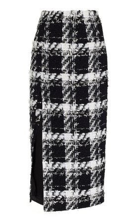 Halpern Checked Tweed Midi Skirt By Halpern | Moda Operandi