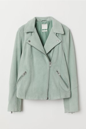 Suede Biker Jacket - Mint green - Ladies | H&M US