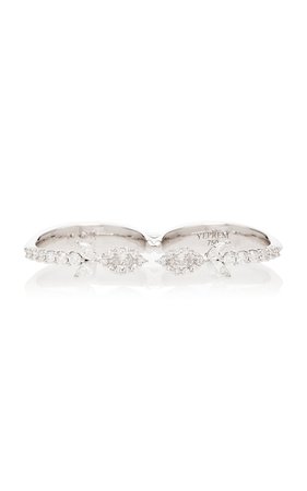 Yeprem Double-Finger 18K White And Diamond Ring