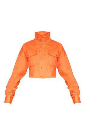 Orange Cropped Utility Jacket | PrettyLittleThing USA