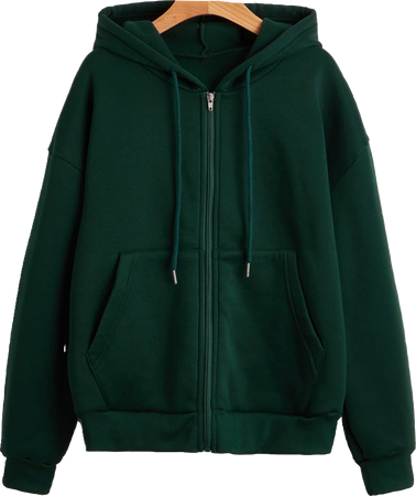 green zip up hoodie