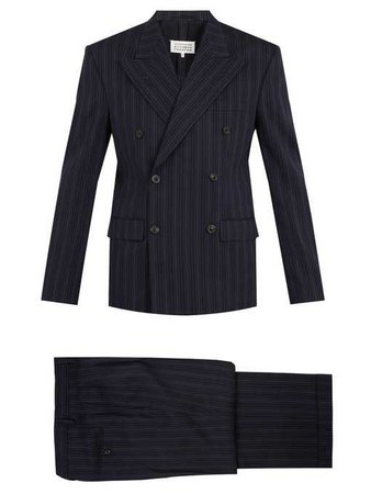 Double-breasted striped wool-blend suit | Maison Margiela | MATCHESFASHION.COM FR