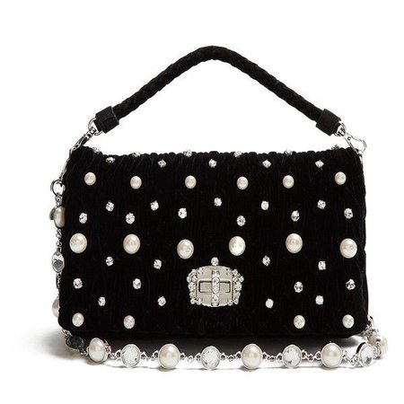 MIU MIU, pearl velvet embellished bag