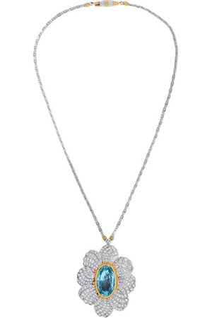 Buccellati | 18-karat white and yellow gold, aquamarine and diamond necklace | NET-A-PORTER.COM