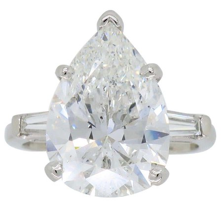 GIA Certified 4.83 Carat Pear Shaped Diamond Engagement Ring in Platinum at 1stDibs