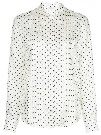 Shop white & black Gabriela Hearst polka-dot pleated blouse with Express Delivery - Farfetch