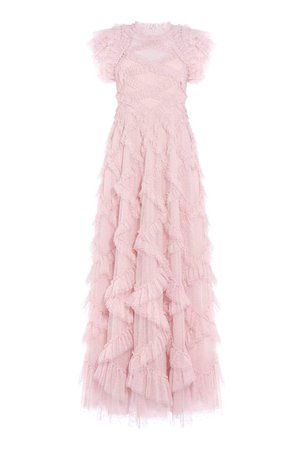 Genevieve Ruffle Gown – Pink | Needle & Thread