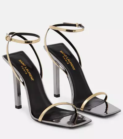 Pam Metallic Leather Sandals in Gold - Saint Laurent | Mytheresa