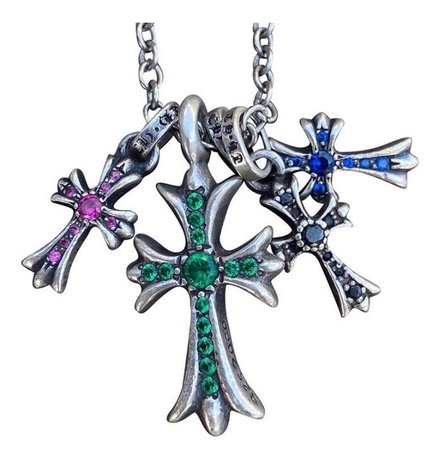 Chrome Hearts: Sterling Silver Gemstone Cross Pendants (2000)