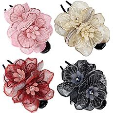 Amazon.com : 4 Pack Mesh Embroidery Flower Duckbill Plastic Hair Clips Claw Barrettes Hairgrips Bun Twist Hairclips Ponytail Hair Holder Accessories Hair Flower for Women : Beauty & Personal Care