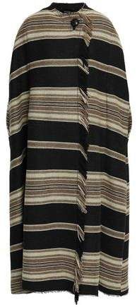 Wild West Frayed Striped Wool-blend Coat