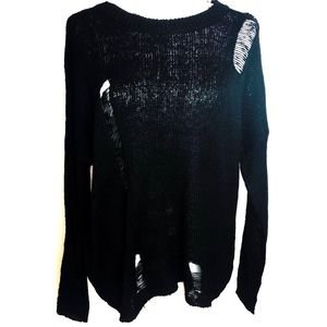 No Comment Sweaters | No Comment Black Distressed Sweater Nwt | Poshmark