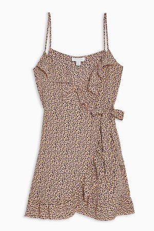 Pink Animal Ruffle Mini Slip Dress | Topshop