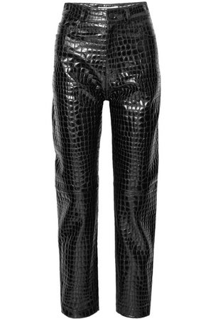Attico | Croc-effect leather tapered pants | NET-A-PORTER.COM