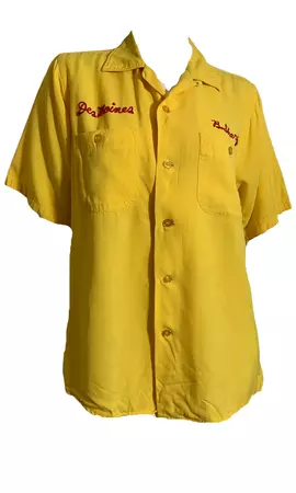 Zeid 90 Des Moines, IA Shriner Embroidered Yellow Bowling Shirt circa – Dorothea's Closet Vintage
