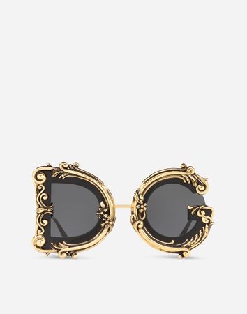 DG DEVOTION SUNGLASSES in BLACK AND GOLD for Women | Dolce&Gabbana®
