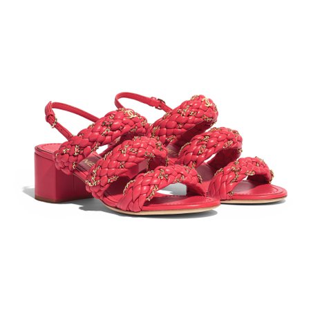 Lambskin Red Sandals | CHANEL