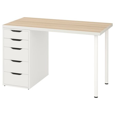 LINNMON / ALEX Table - white white stained oak effect, white - IKEA