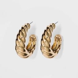 Textured Metal Small Hoop Earrings - A New Day™ Gold : Target