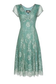 Vintage Style Aqua Lace Special Occasion Dress