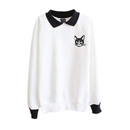 white blouse black collar cat