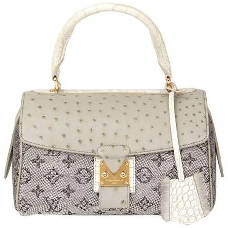 2010 Louis Vuitton Grey Alligator, Ostrich and Mink Jacquard Comedie Carousel For Sale at 1stdibs
