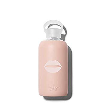 Amazon.com: bkr Naked Water Bottle with a Soft Pink Lip Decal, Opaque Light Chocolate Milk Nude Colored, Narrow Mouth Glass Bottle with Soft Silicone Sleeve, BPA Free & Dishwasher Safe, 16 oz: Luxury Beauty
