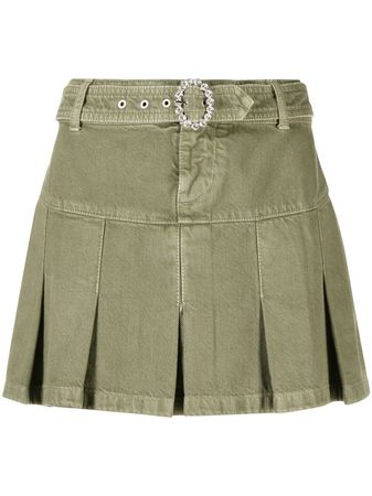 Alessandra Rich Pleated Denim Mini Skirt - Farfetch