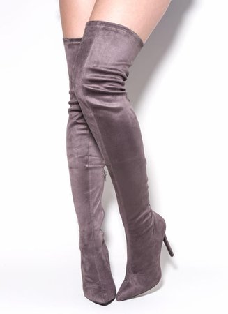 Long Story Chic Thigh-High Boots WHITE OLIVE GREY MAUVE MAROON RED TAUPE DKMAUVE - GoJane.com