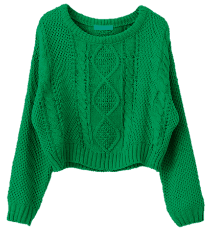 Cropped Green Knit Sweater