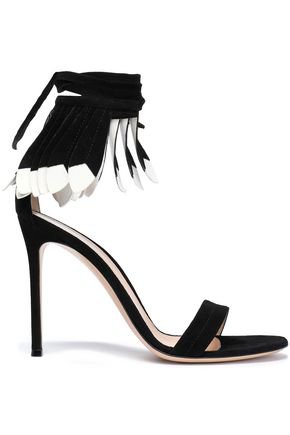 Fringed metallic leather sandals | GIANVITO ROSSI | Sale up to 70% off | THE OUTNET